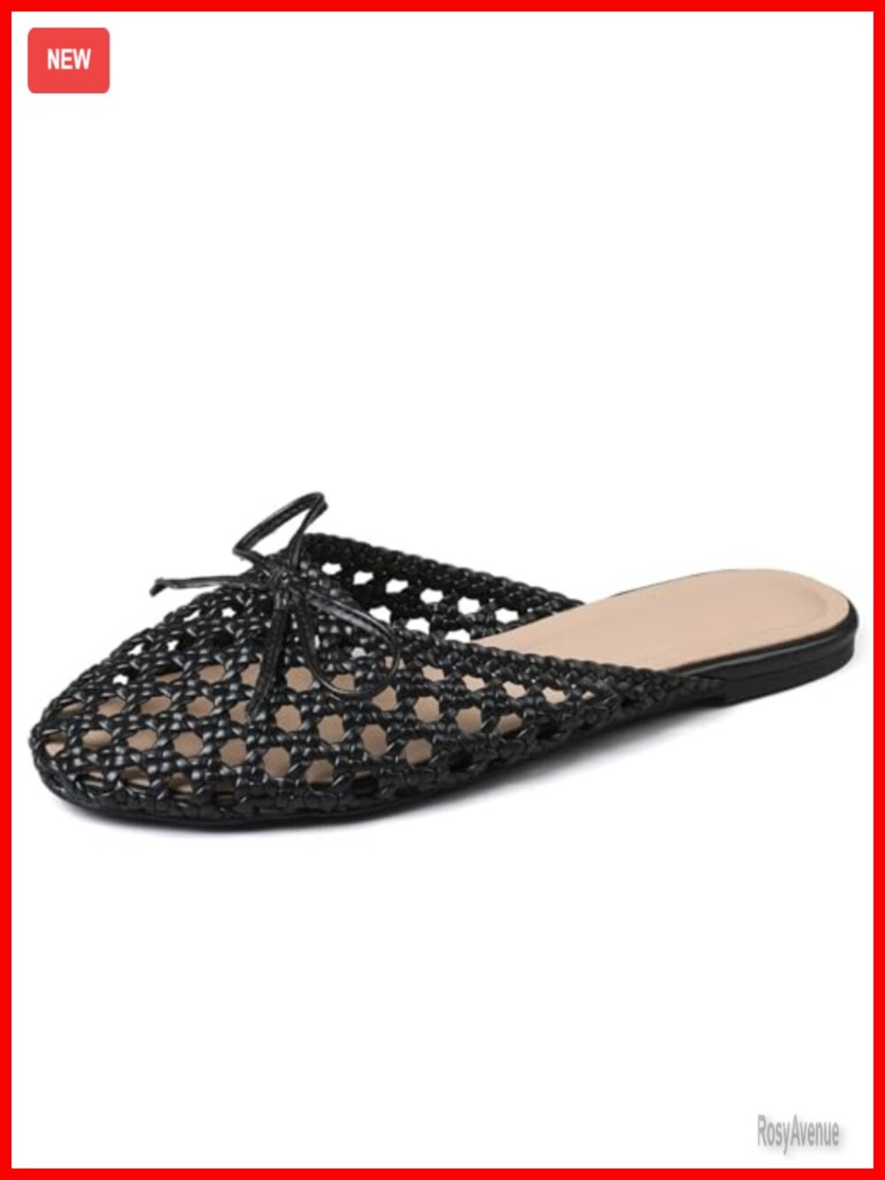 Women's Woven Mesh Mule Flats Slip-On Breathable Round Toe Flat Sandals